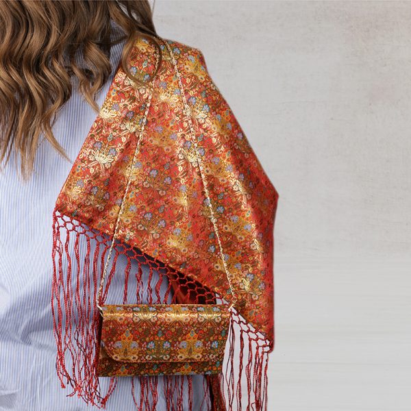 Damascene Brocade Shawl and handbags